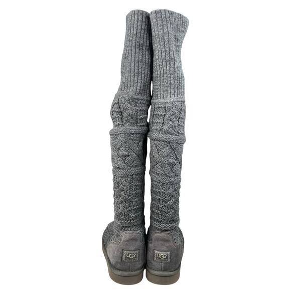 UGG Women’s Over The Knee Twisted Cable Grey Knit Boots Size US 10 - Picture 8 of 11